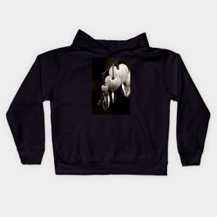 Bleeding Hearts (Dicentra) flowers in black and white Kids Hoodie